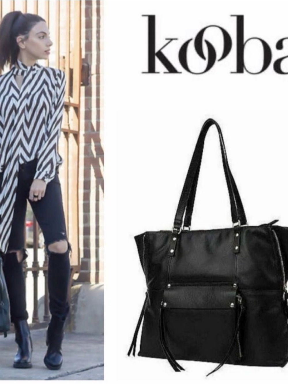 Kooba Black Soft Leather Tote Bag